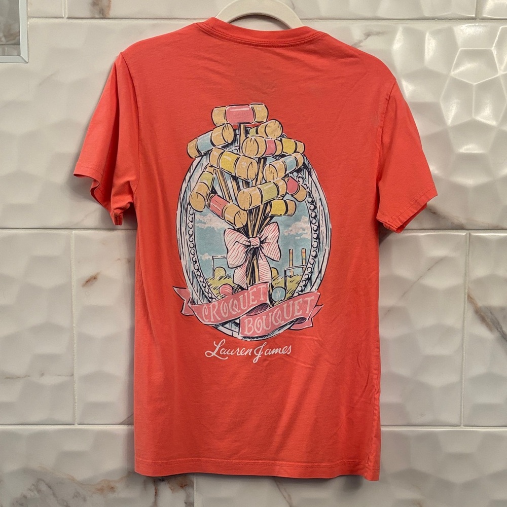 Lauren James Women’s Croquet Bouquet Vibrant Coral Tee